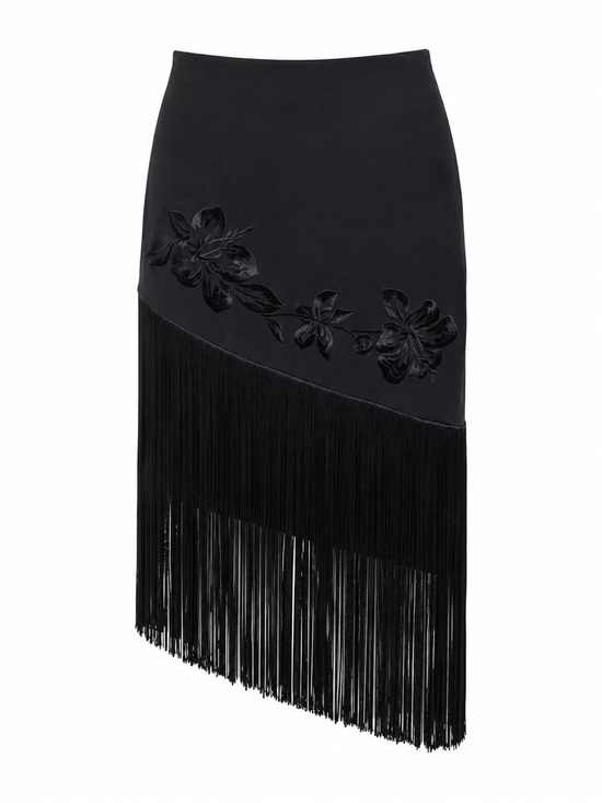 Cache Dresses & Skirts - Cache vintage fringe asymmetrical skirt